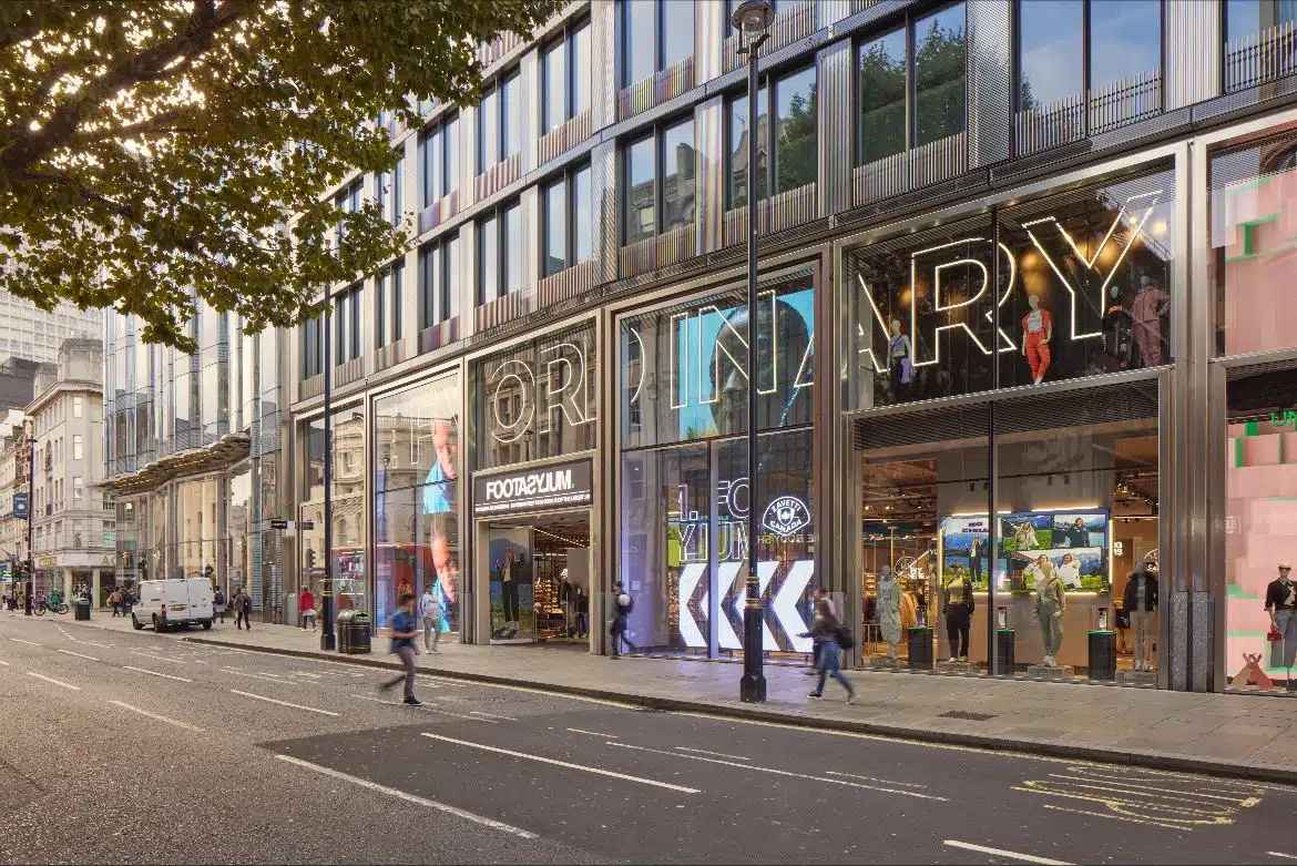 Retail shopfront graphics on a city high street