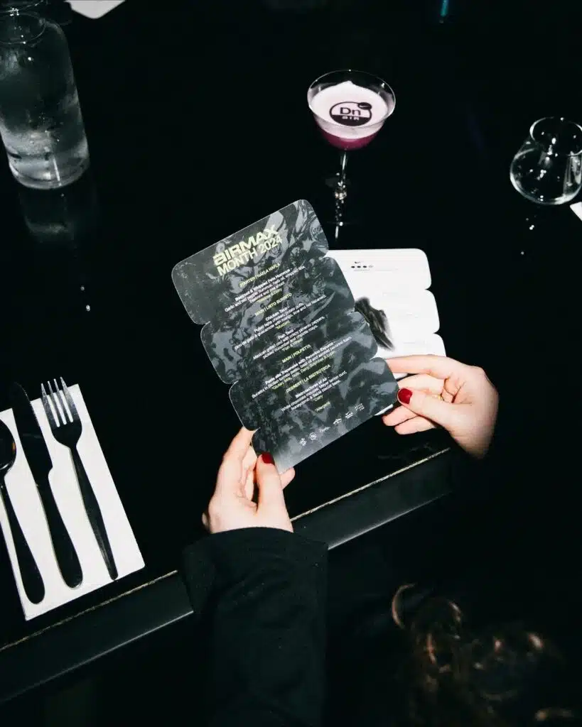 Printed menu at a Sevenstore event at Baltic Market