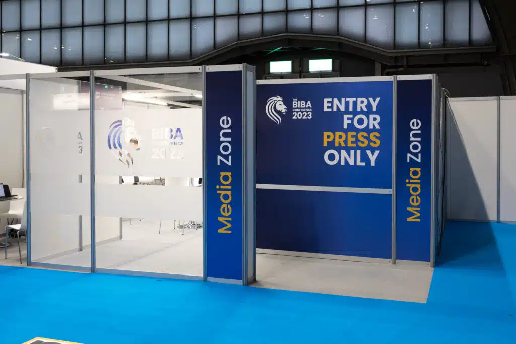 BIBA press and media zone graphics