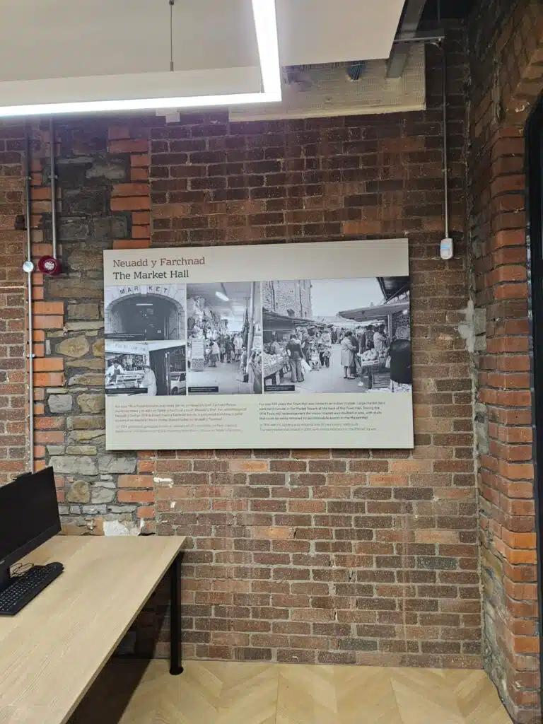 Historic photograph wall panel at Maesteg Town Hall