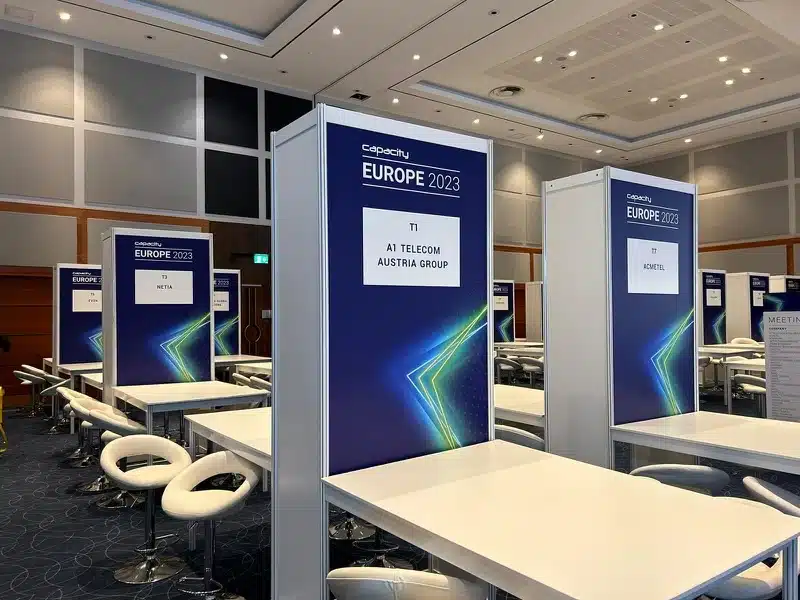 Branded meeting booths at Capacity Europe