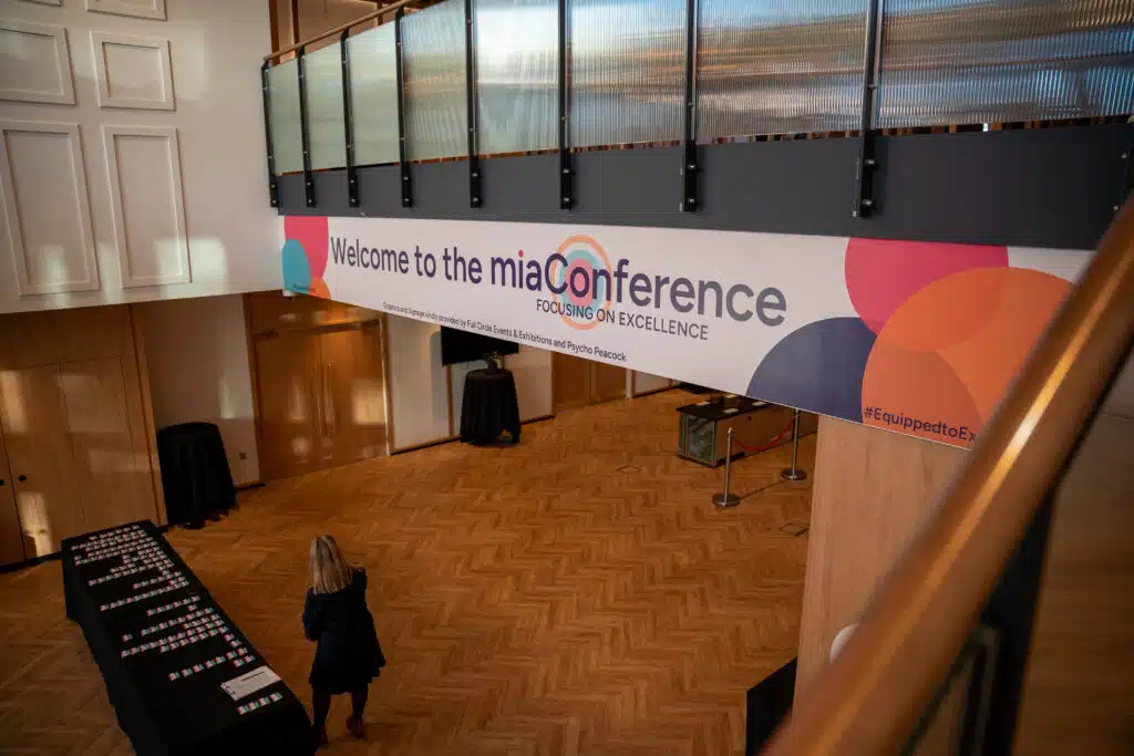 MIA Conference welcome banner in the venue hall
