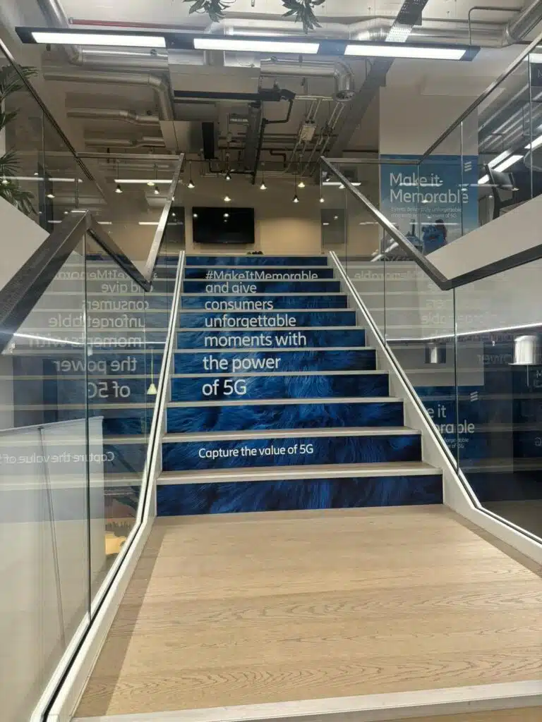 Ericsson branded staircase graphics