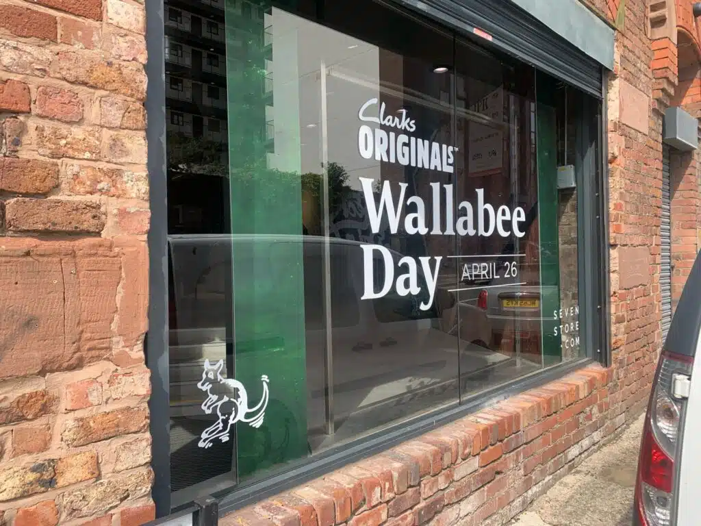 Clarks Originals Wallabee Day window vinyl at Sevenstore