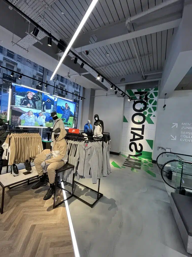 Footasylum Oxford Street flagship interior with branded graphics
