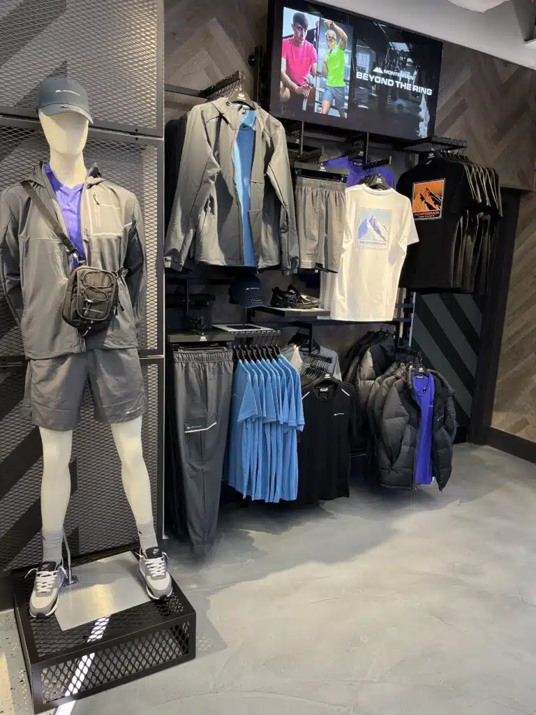 Menswear display with mannequin at the Footasylum Oxford Street flagship