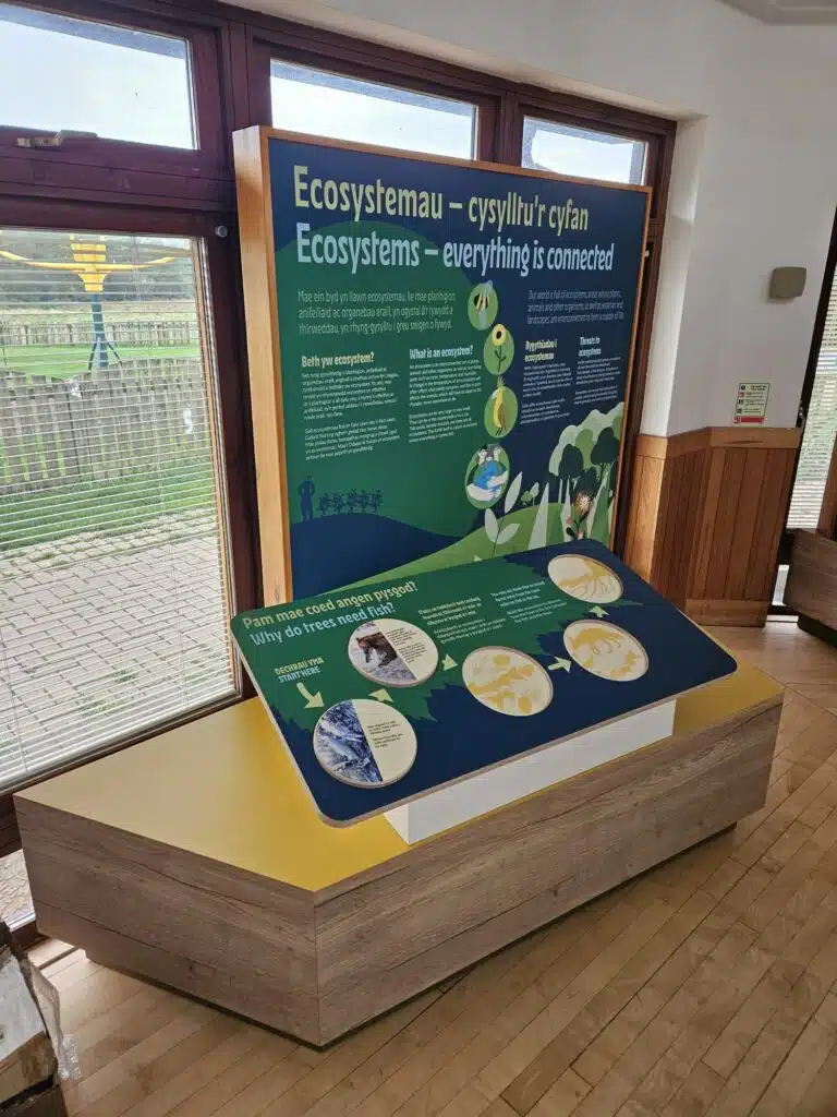 Bilingual ecosystem interpretation panels at Headland museum