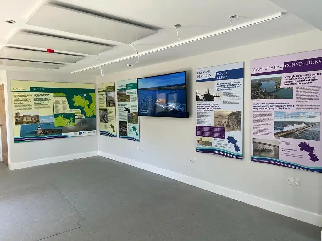 Interpretation panels in the Holyhead Breakwater visitor centre