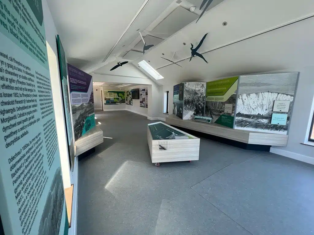 Holyhead Breakwater exhibition space with wall graphics and displays