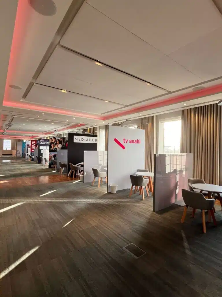 Branded meeting spaces in a hotel corridor at MIP London