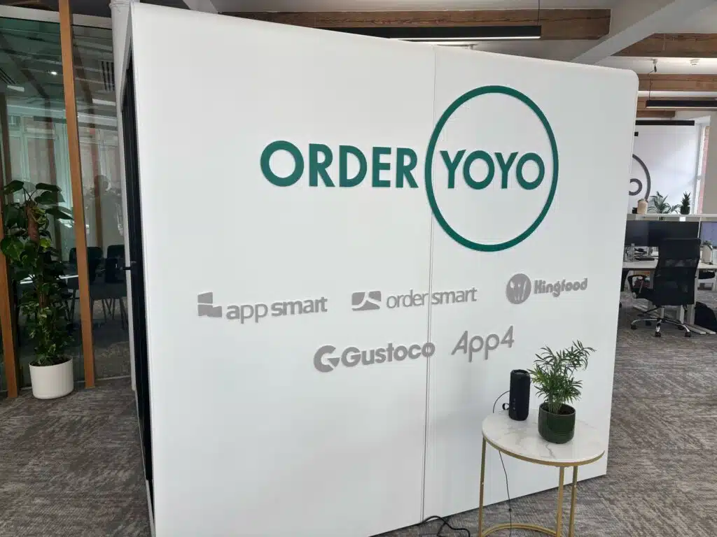 OrderYOYO branded partition walls with partner logos