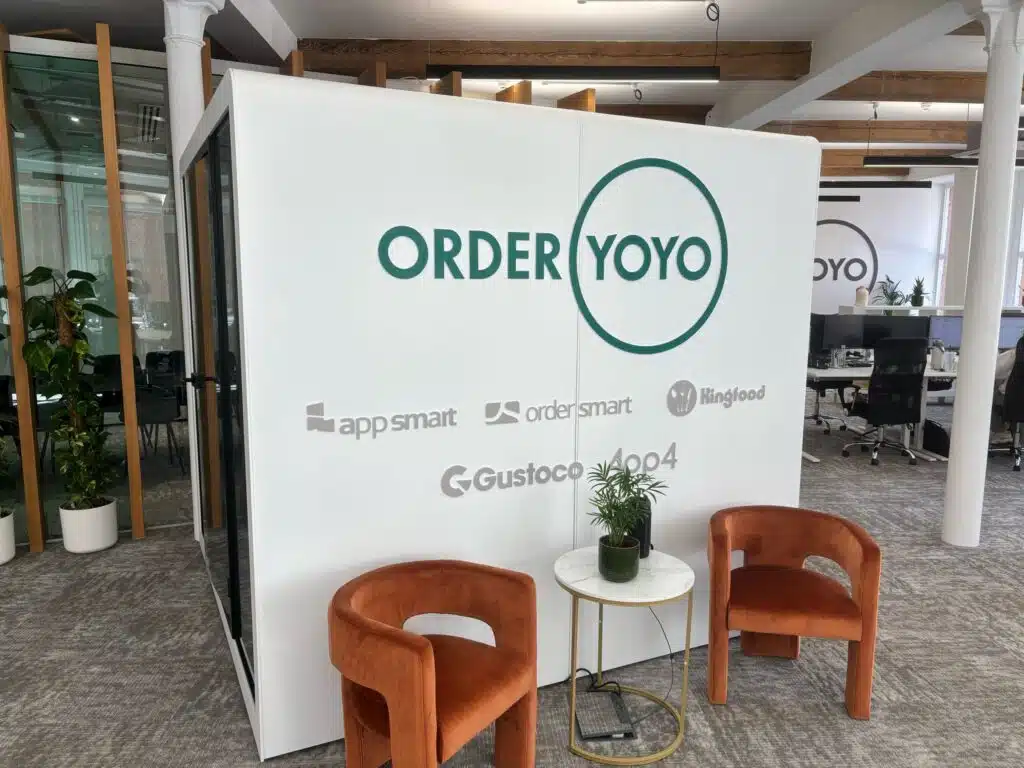OrderYOYO branded booth with seating