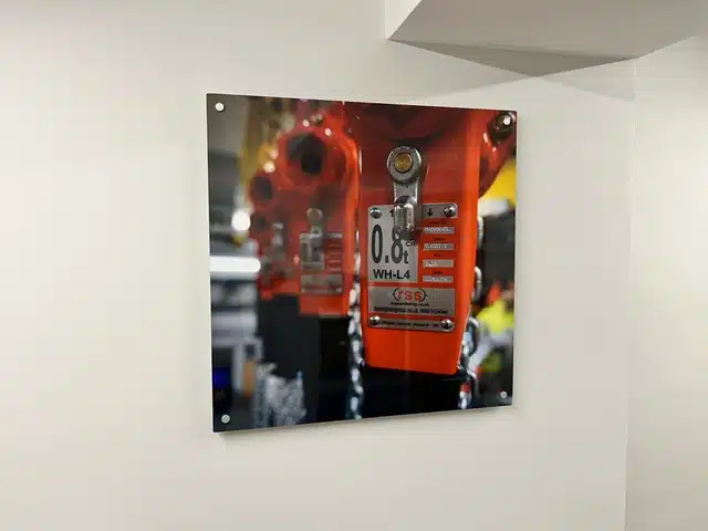 Printed acrylic wall panel in the Rope and Sling Specialists office