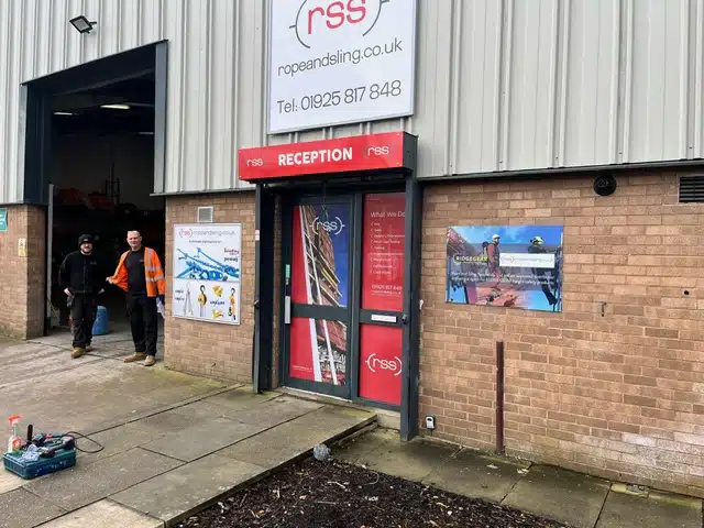 Rope and Sling Specialists building exterior with signage and door graphics