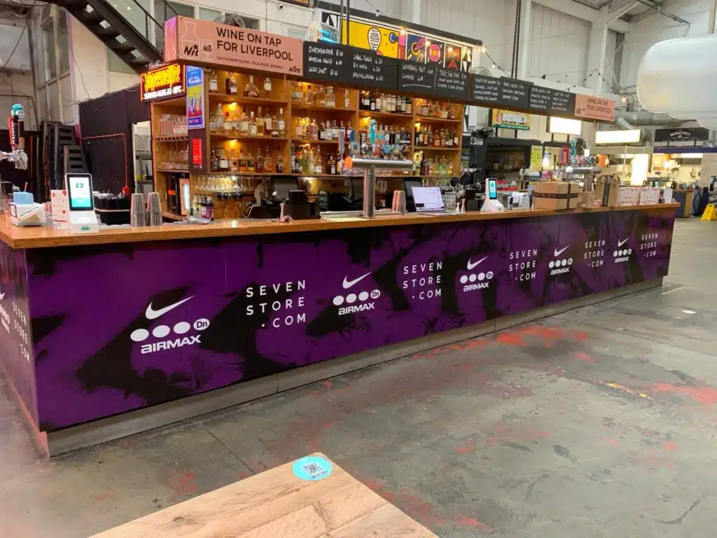 Nike Air Max Dn branded bar counter at Baltic Market