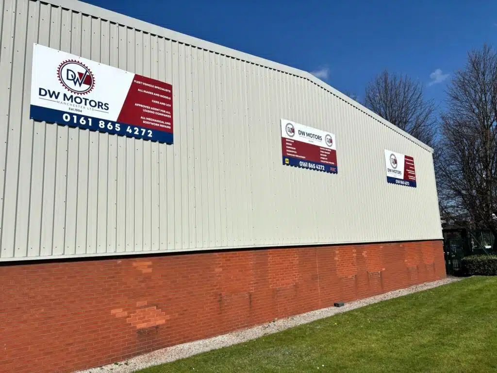 DW Motors exterior building signage